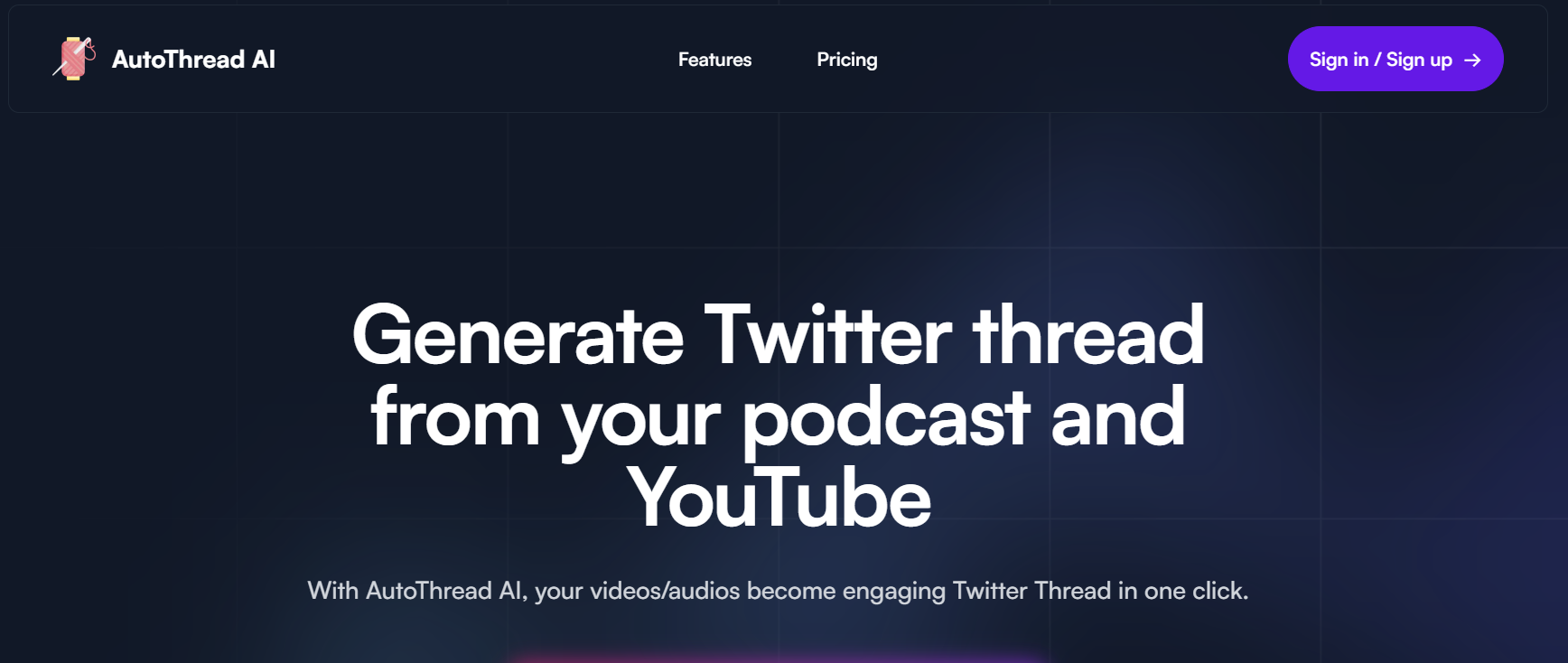 AutoThread AI is a tool that converts your podcast episodes and YouTube videos into captivating Twitter threads.