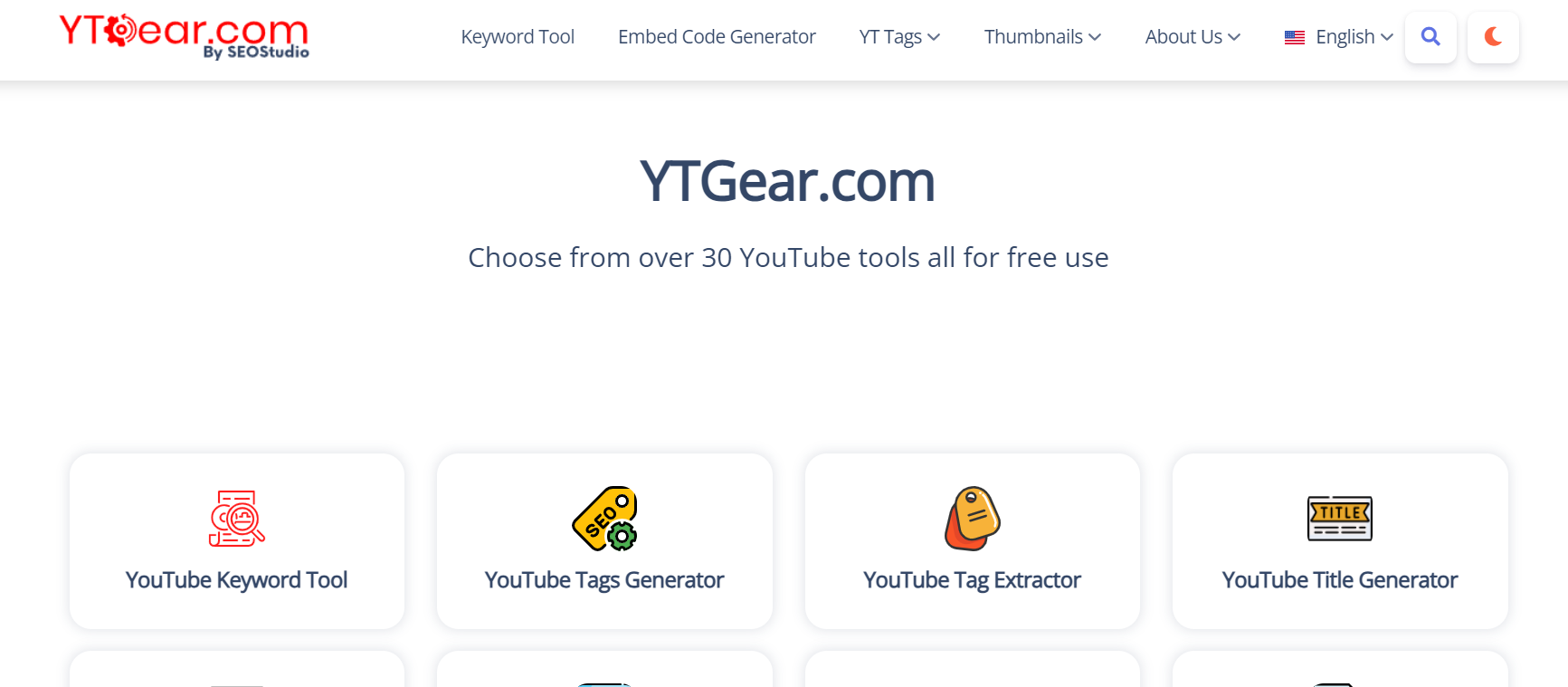YTGear.com provides a suite of 30+ YouTube tools catering to content creators.