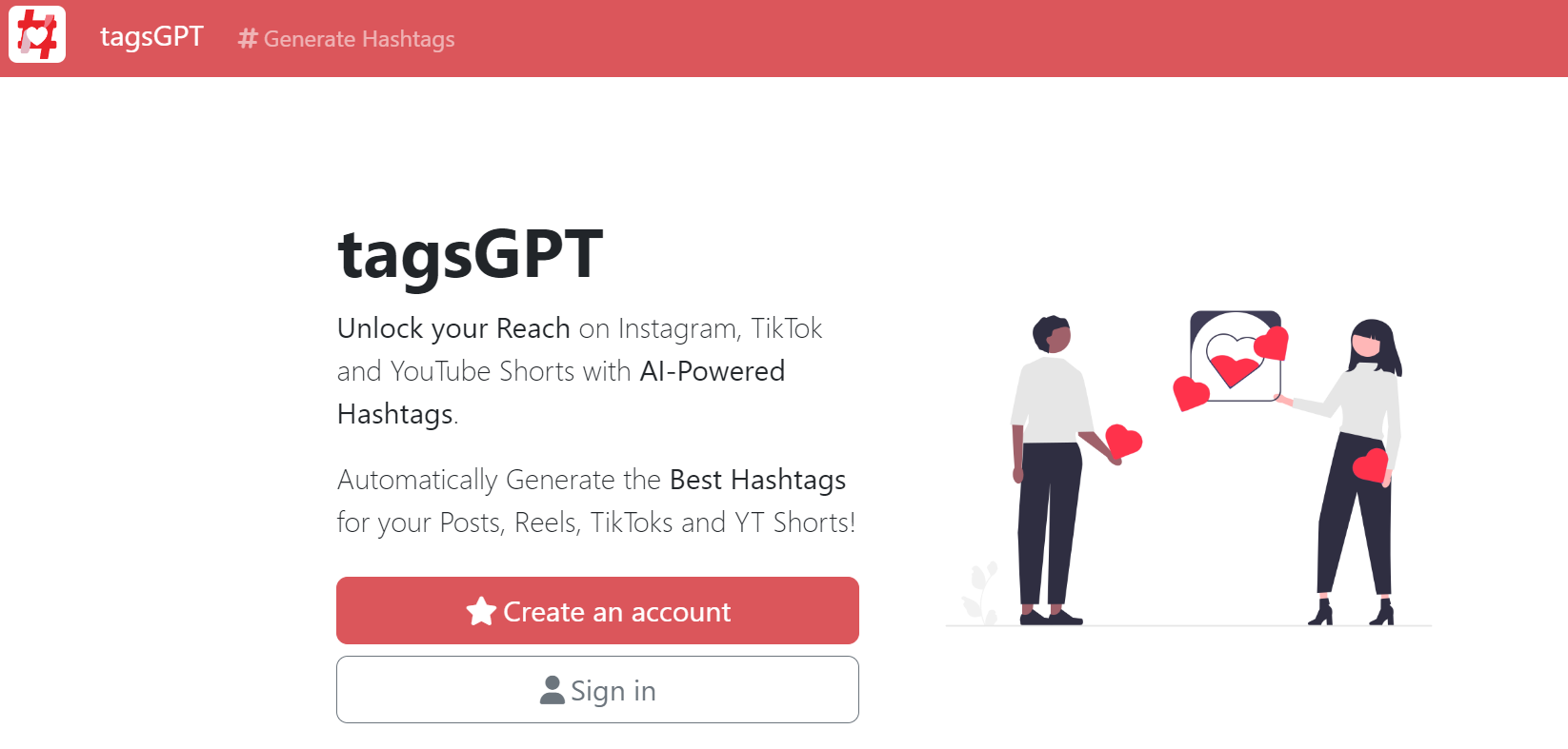 TagsGPT is an AI tool that generates trending hashtags for your social media content.