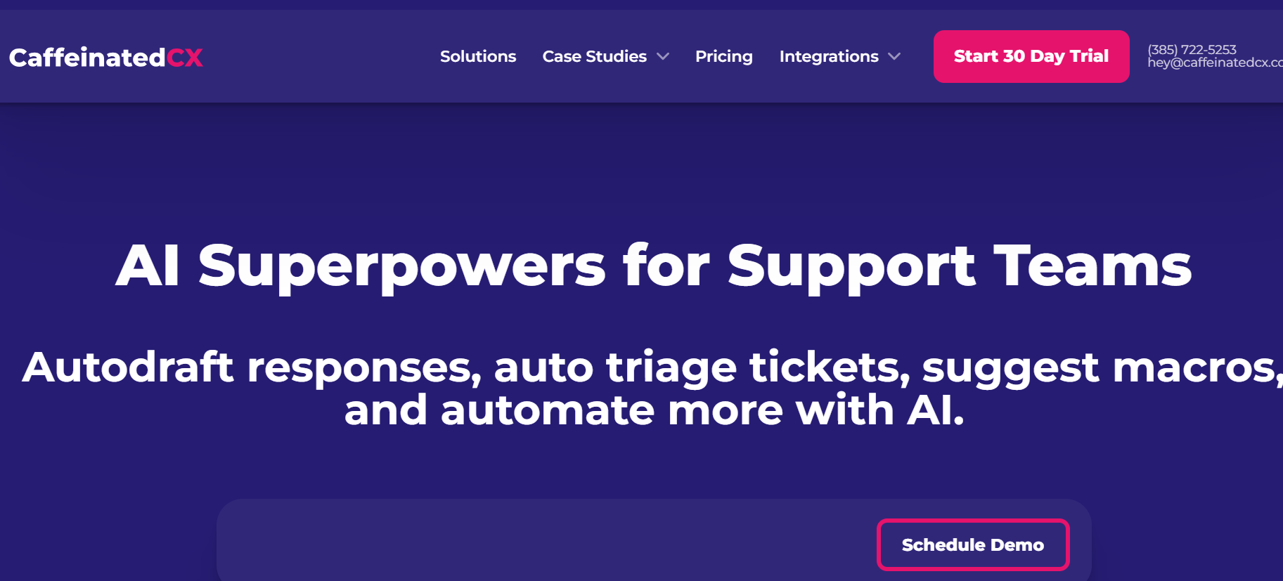 Caffeinated CX is an AI designed for customer support.