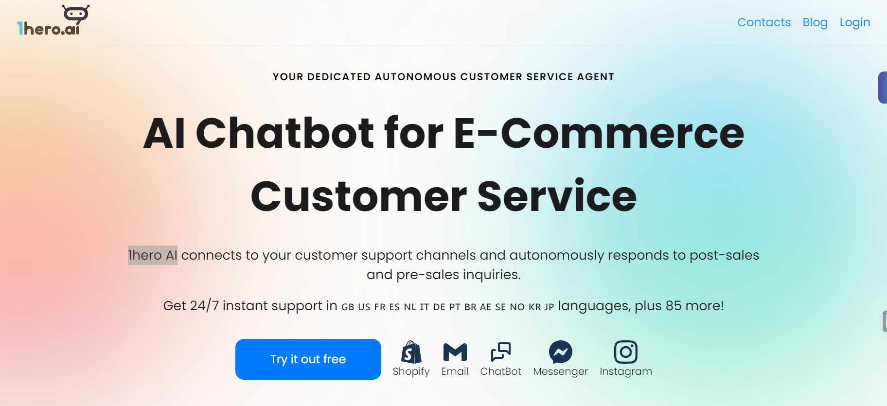 1hero AI is an automated customer service agent, tailored for e-commerce.