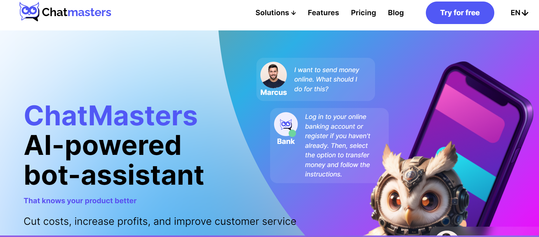 ChatMasters is an AI offering customer service solutions.