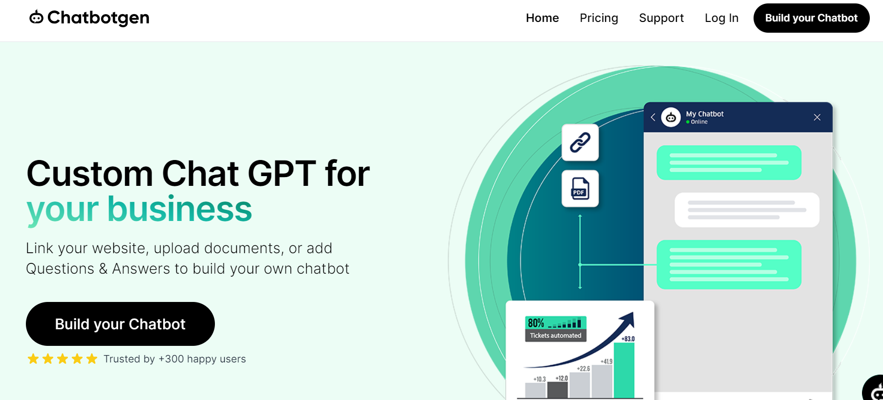 ChatbotGen is a platform that constructs personalized ChatGPT-based chatbots for your businesses.