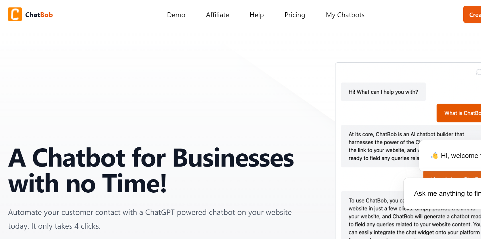 ChatBob is a ChatGPT-powered chatbot designed for customer interaction.