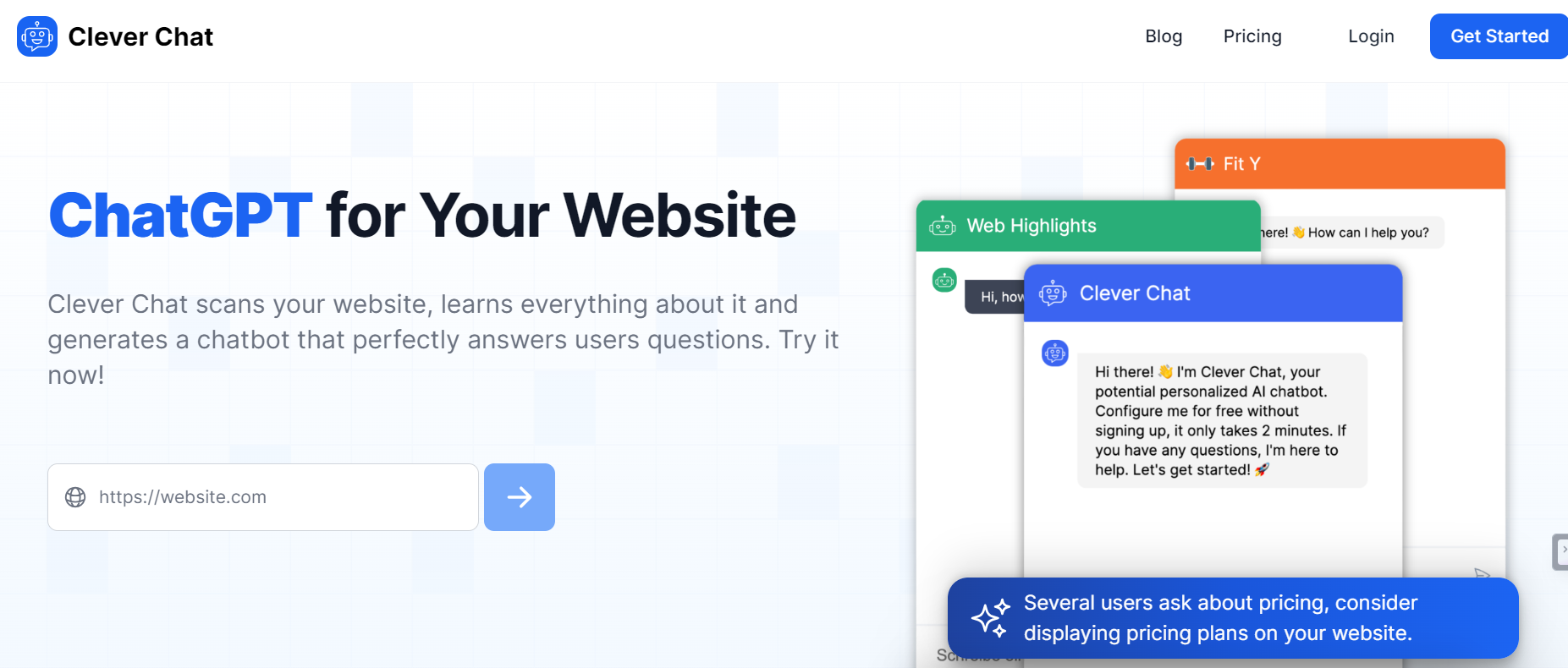 Clever Chat is a platform that transforms your website with an interactive AI-driven ChatGPT chatbot.