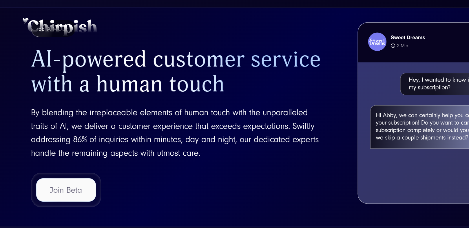 Chirpish AI is a platform for customer service.