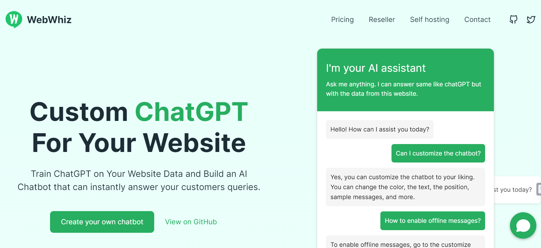 WebWhiz is an AI Chat solution for websites.