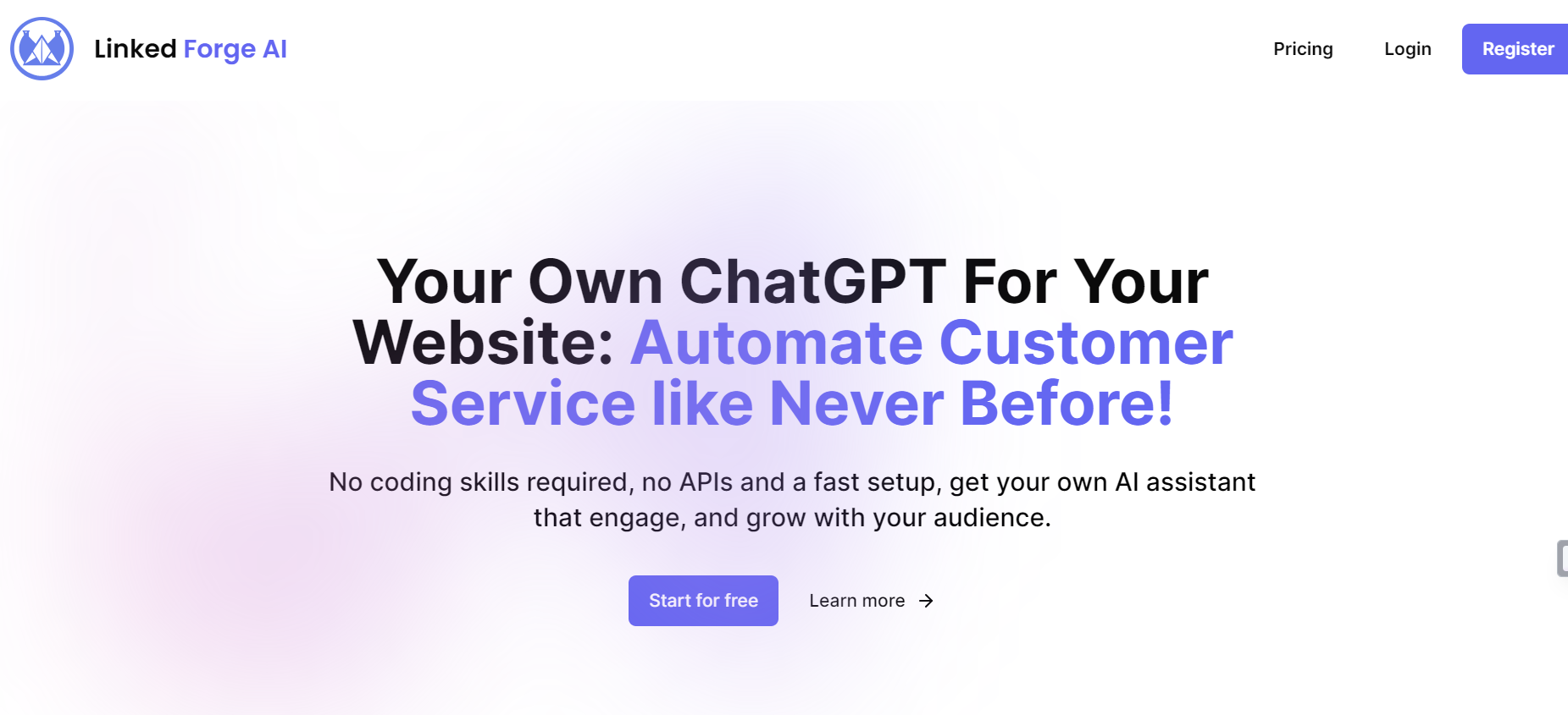 Linked Forge AI is a solution for automating customer service on your website.