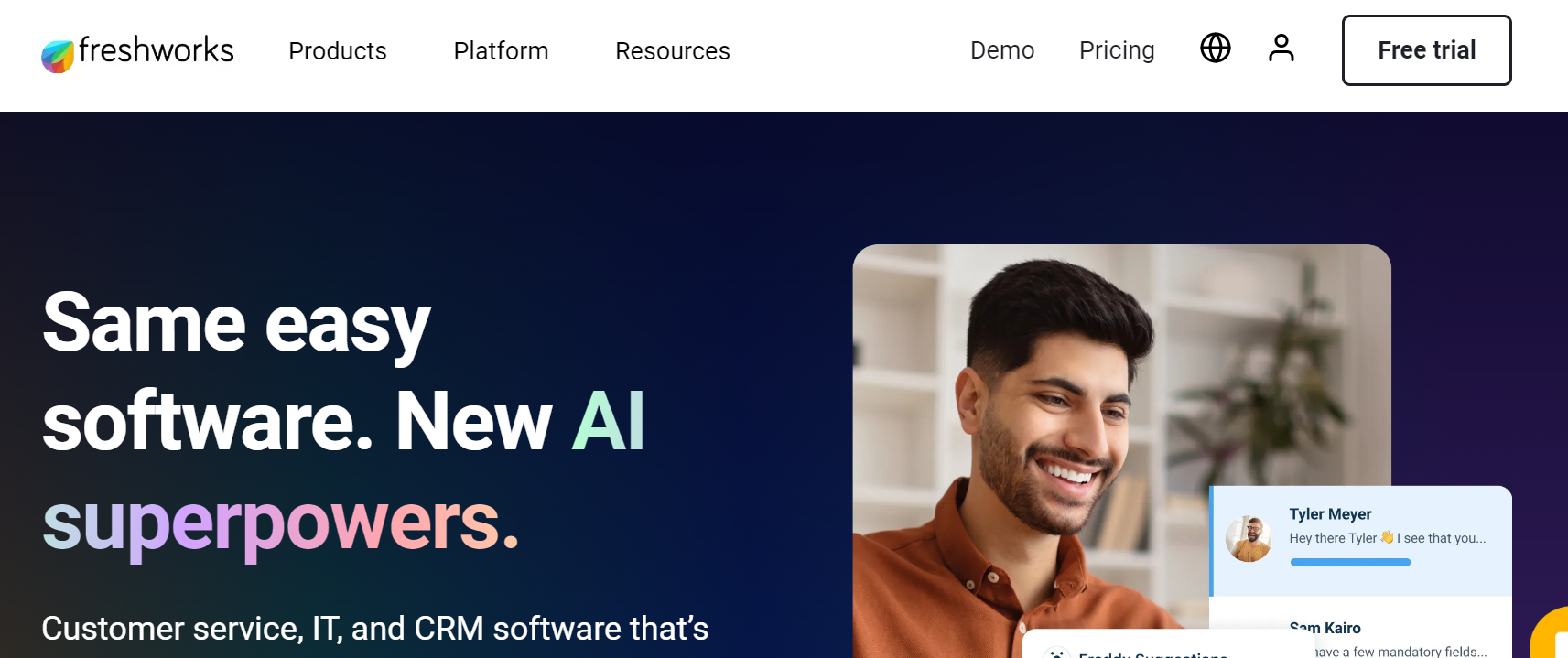 Freshworks is an AI platform for customer service, IT, and CRM software, offering intuitive solutions with generative AI.