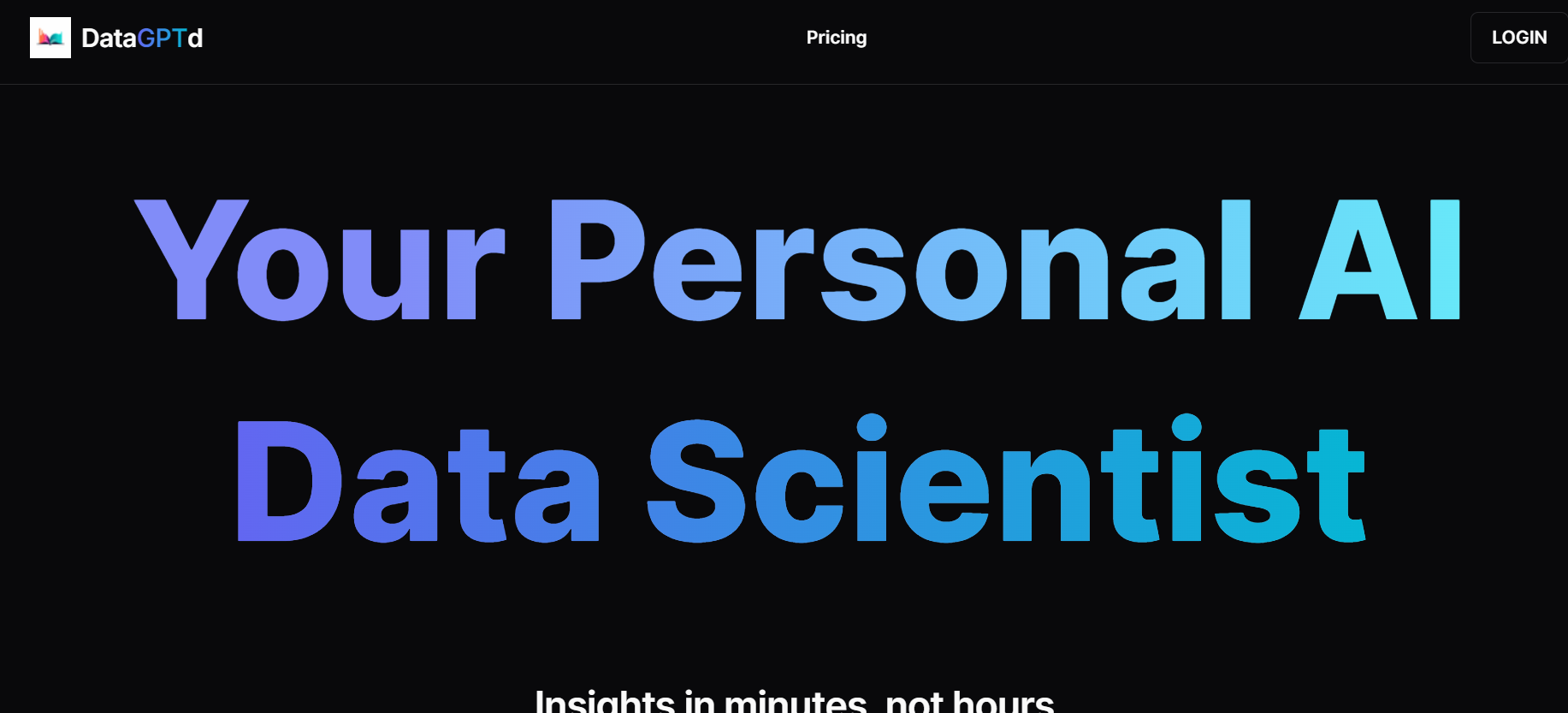DataGPTd is an AI for data analysis offering trend spotting with rapid insights to streamline complex data.