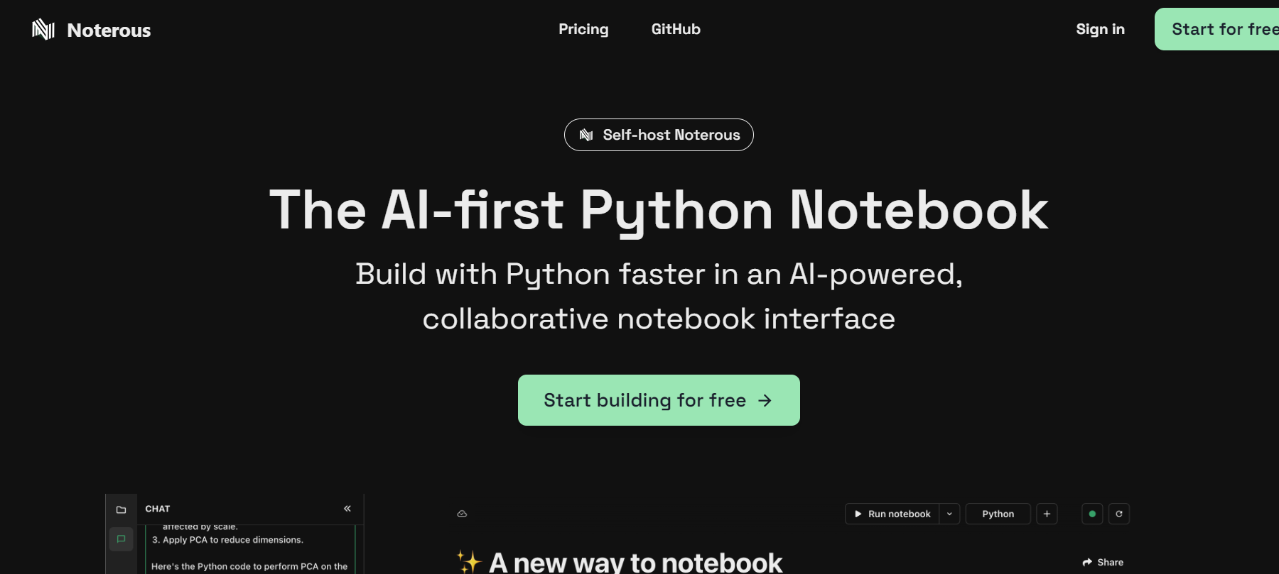 Noterous is an AI coding tool, offering a collaborative notebook interface.