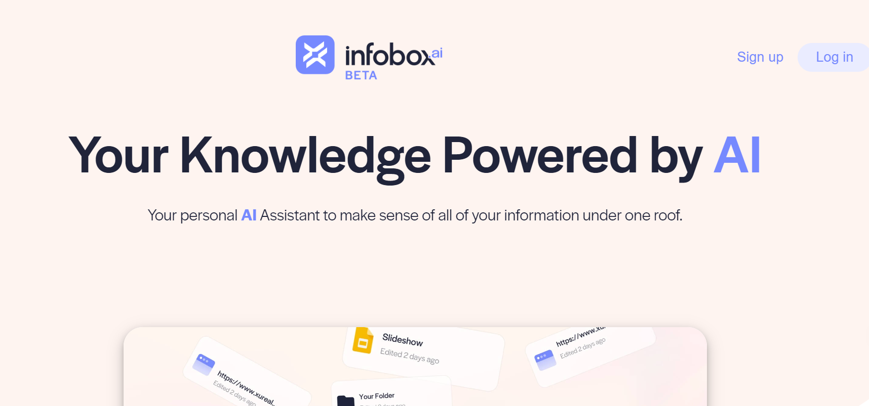 InfoboxAI is an AI Assistant, designed to centralize and organize all your information.