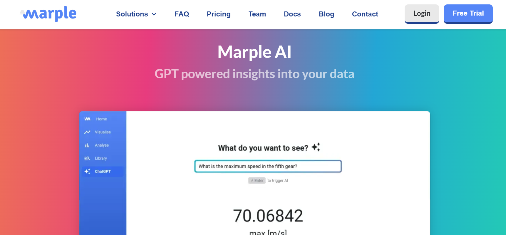 Marple AI is a tool that utilizes GPT to provide insightful data analysis and visualization.