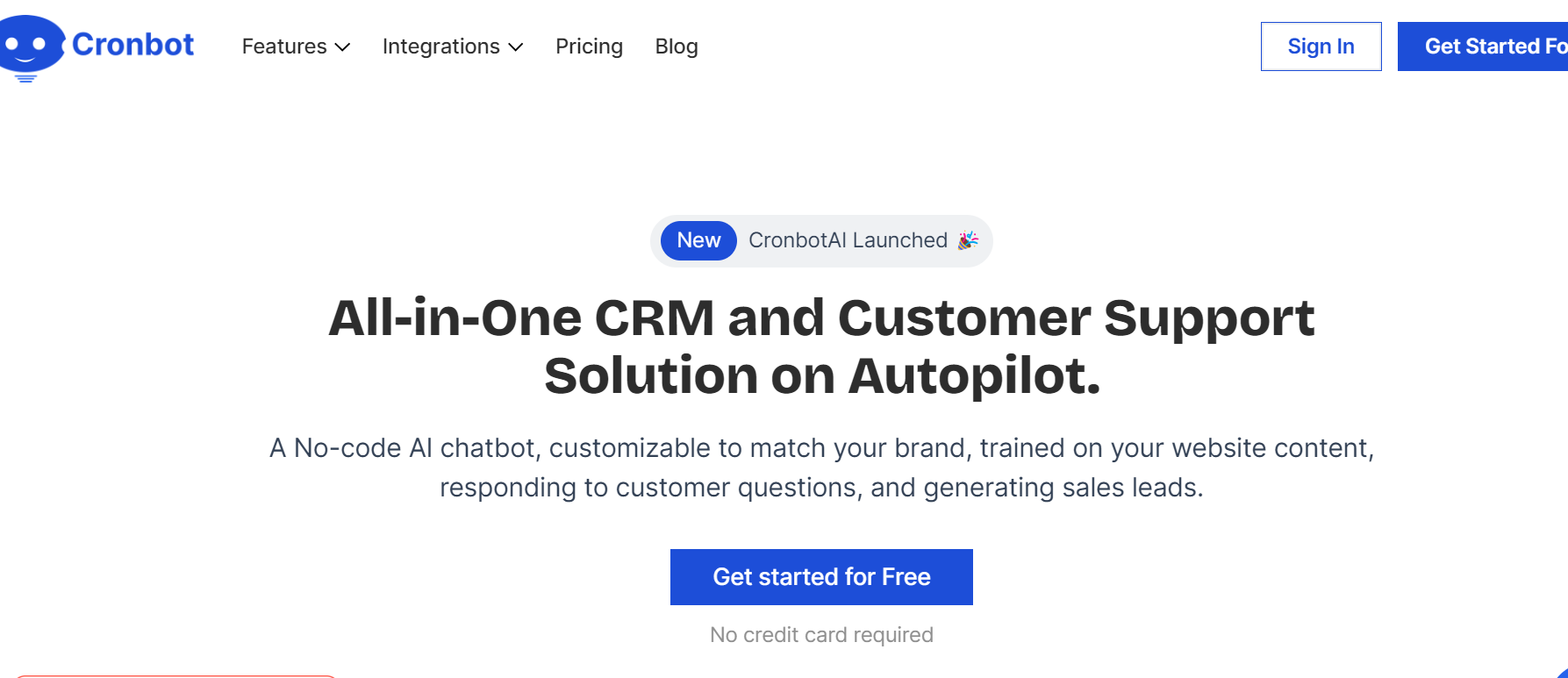 Cronbot AI is a CRM and customer support solution.