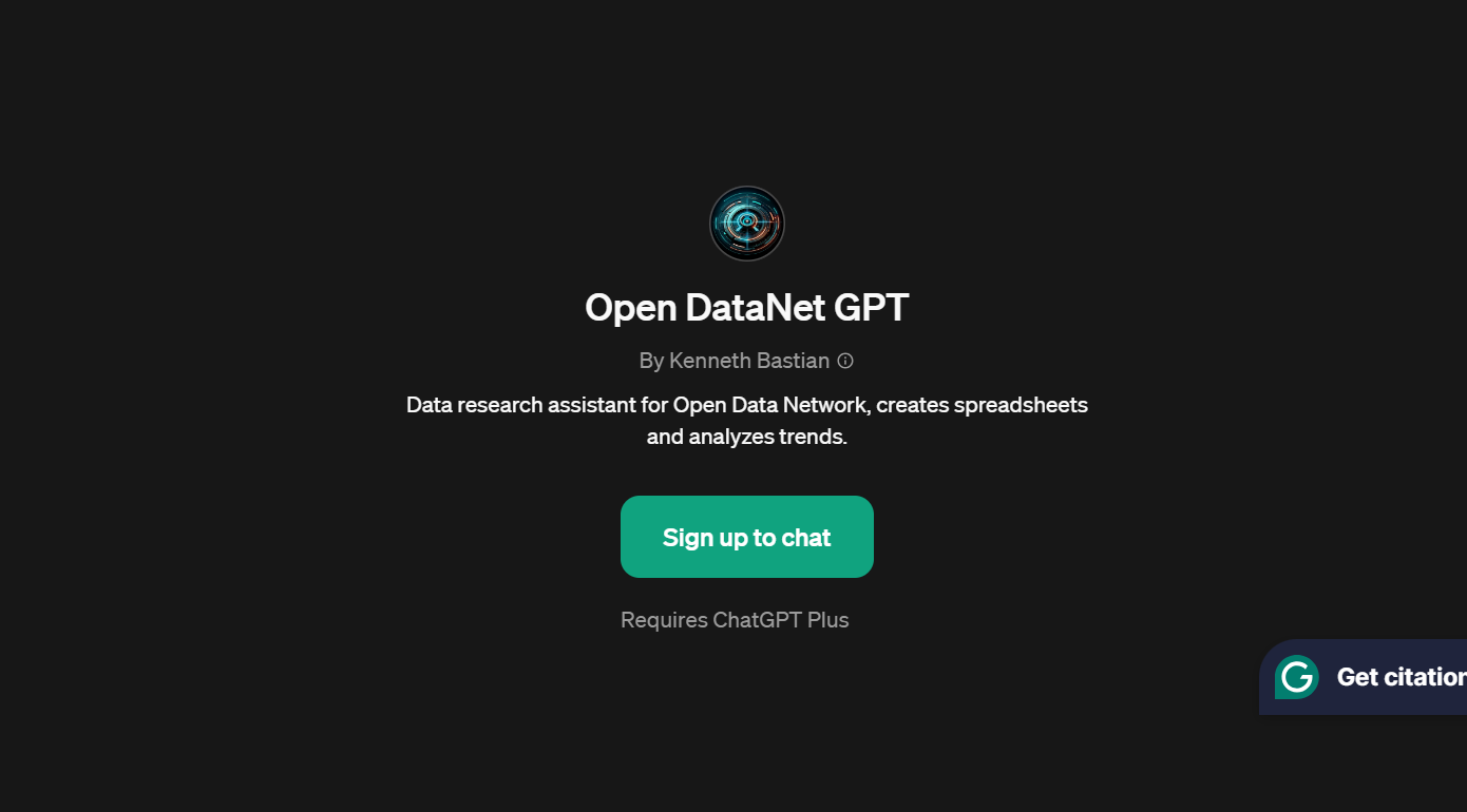 Open DataNet GPT is a platform for data research.