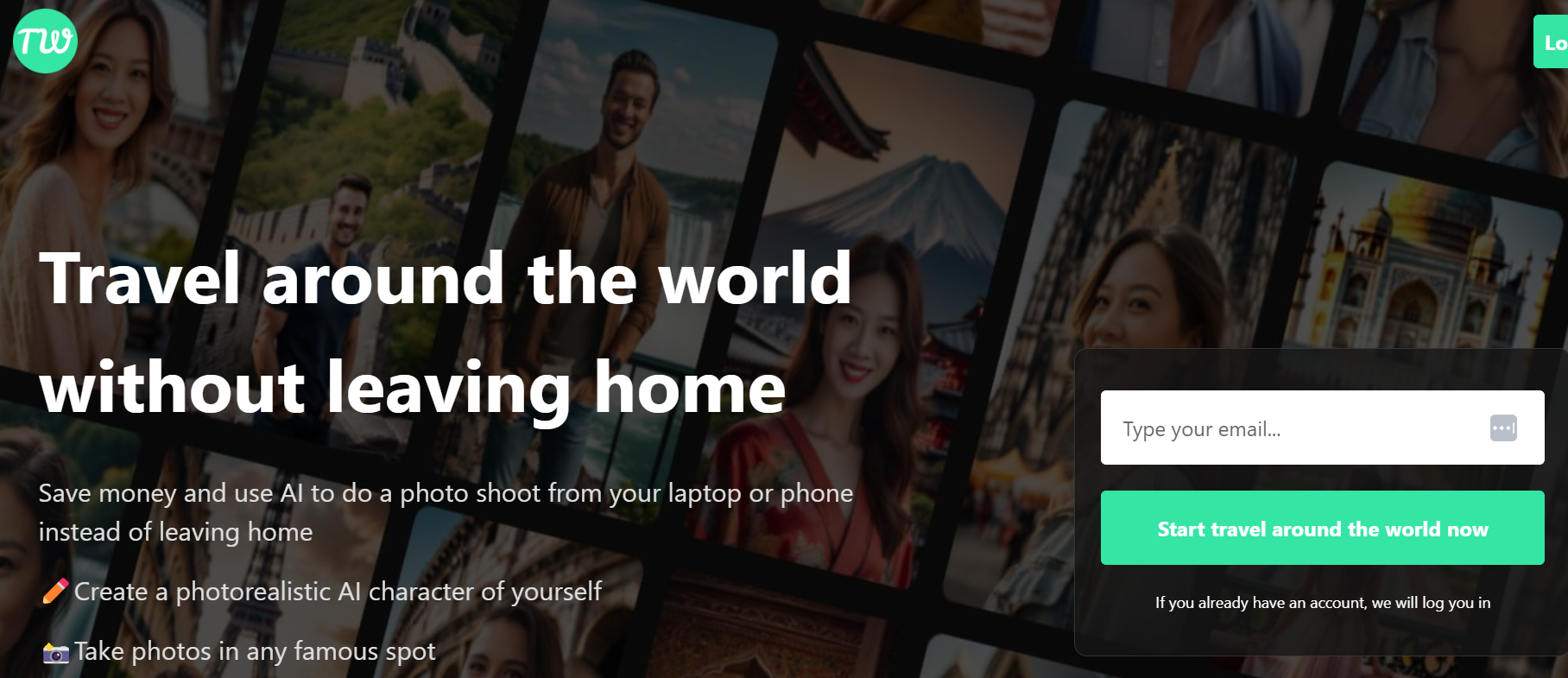 TravelAroundTheWorld offers an innovative way to explore global landmarks by creating a photorealistic AI character of yourself.