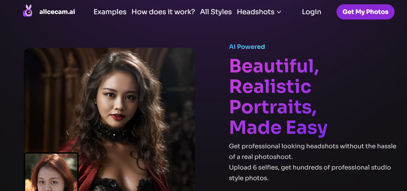 AliceCam is an AI for headshot photography.