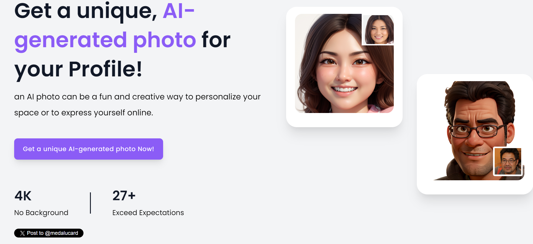 Your AI Avatar is an AI tool that creates unique and personalized profile photos.