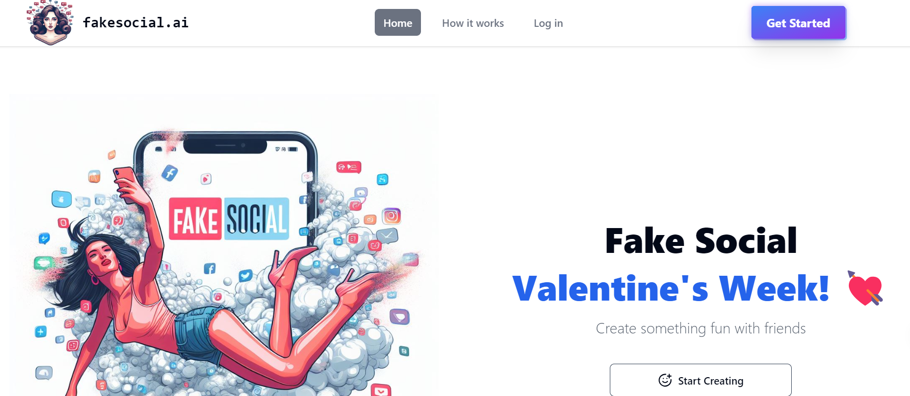 Fake Social is a platform that enables you to create and share AI-generated content.
