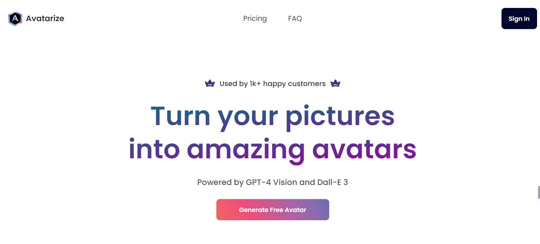 Avatarize is an AI tool for avatar creation.