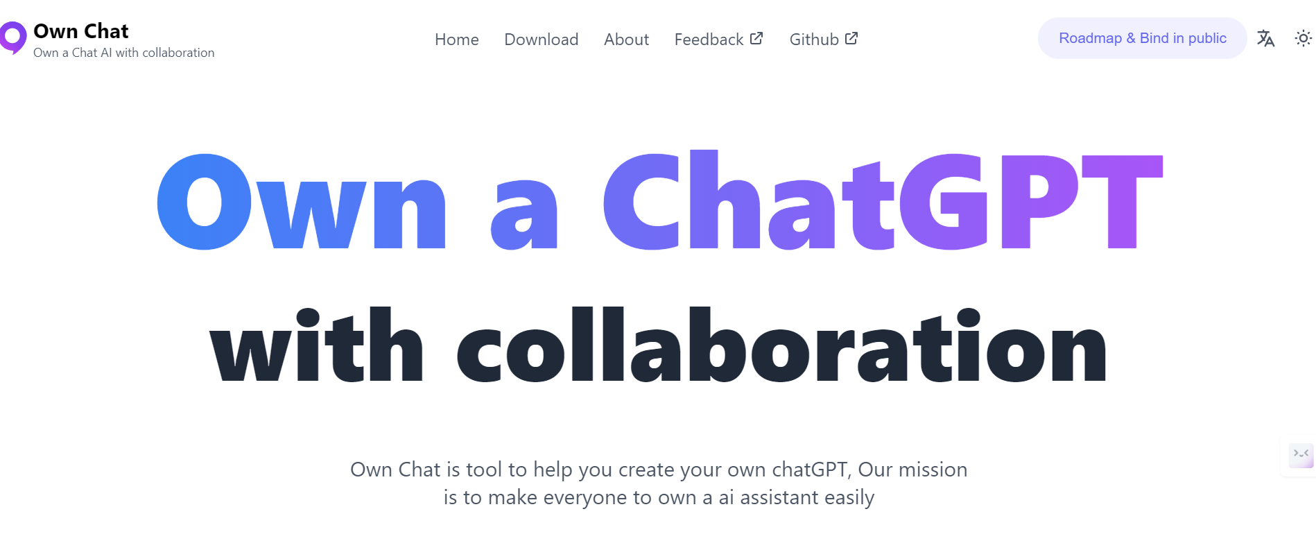 Own Chat is a tool that creates ChatGPT chatbots with collaboration.
