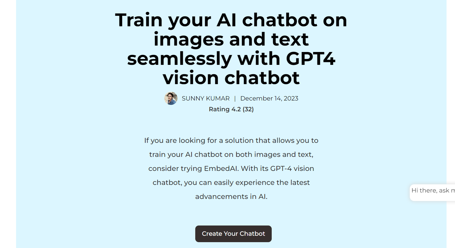 GPT-4 Vision Chatbot is a platform that creates chatbots to revolutionize your AI interactions.