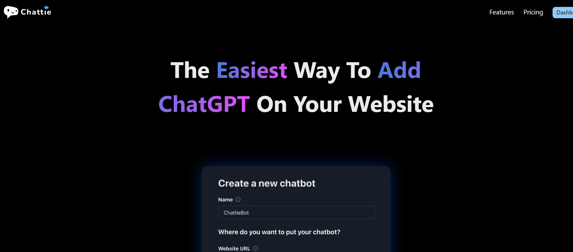 Chattie is an AI tool that creates ChatGPT chatbots on your website.