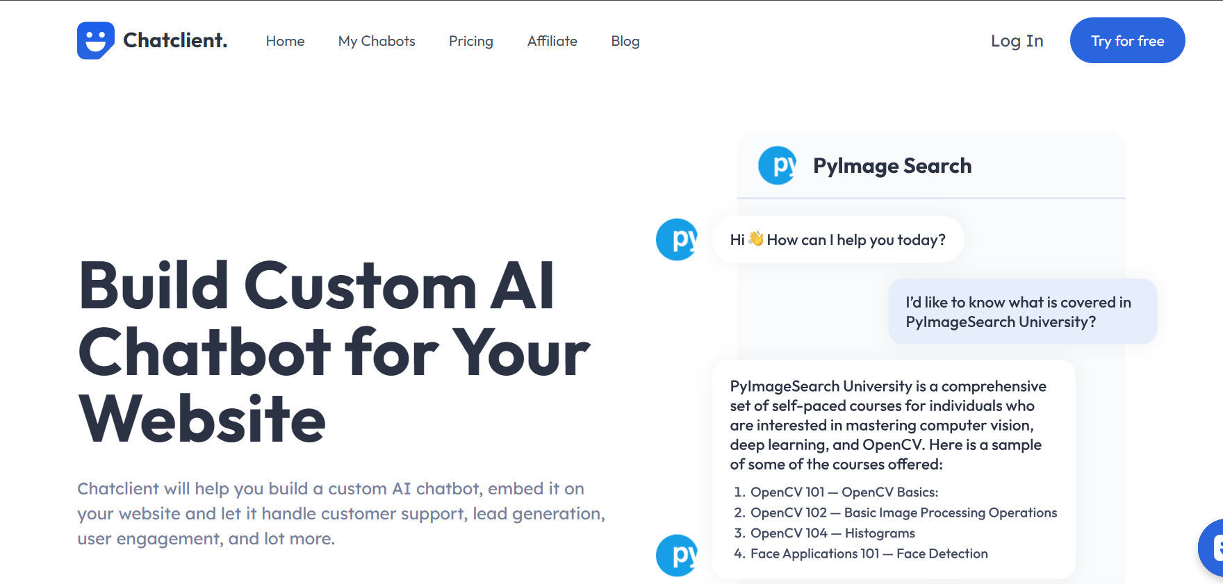 Chatclient is an AI chatbot builder.