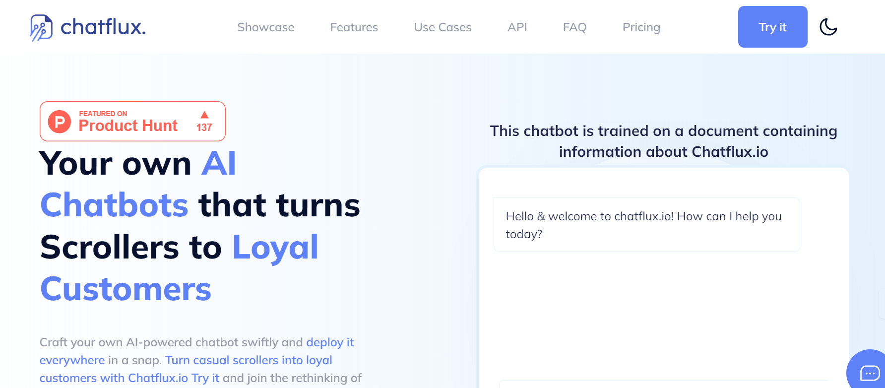 Chatflux.io is a platform that builds and embeds AI chatbots