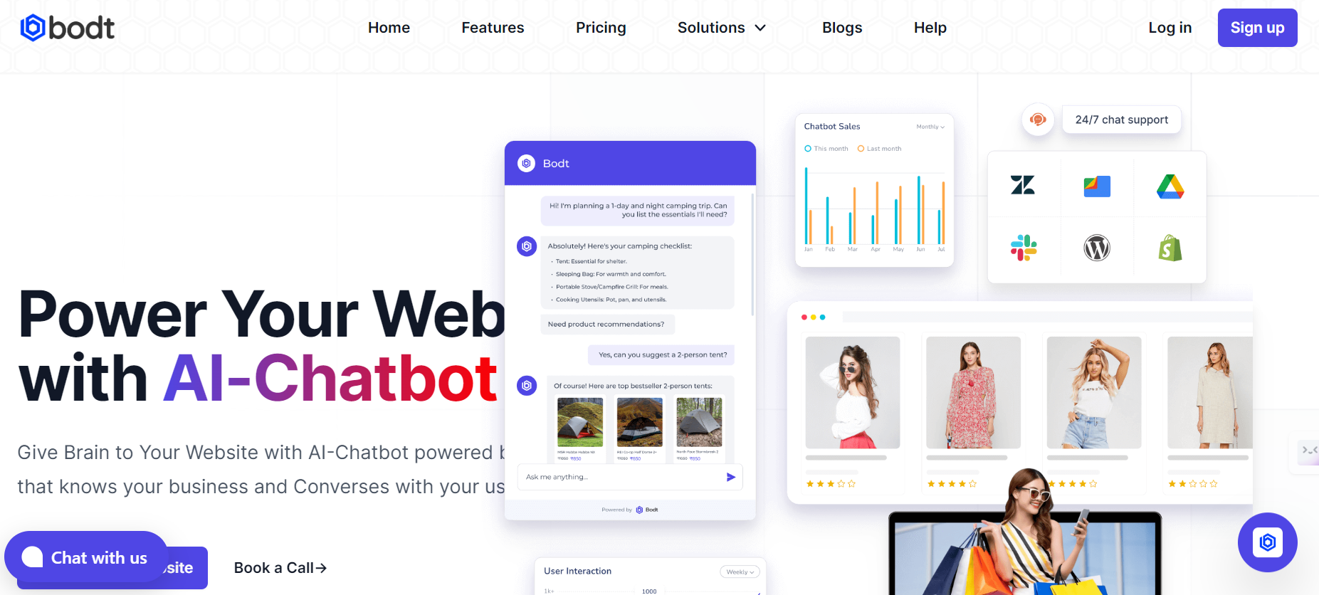 Bodt is an AI-driven chatbot solution designed to help websites with enhanced interaction capabilities.