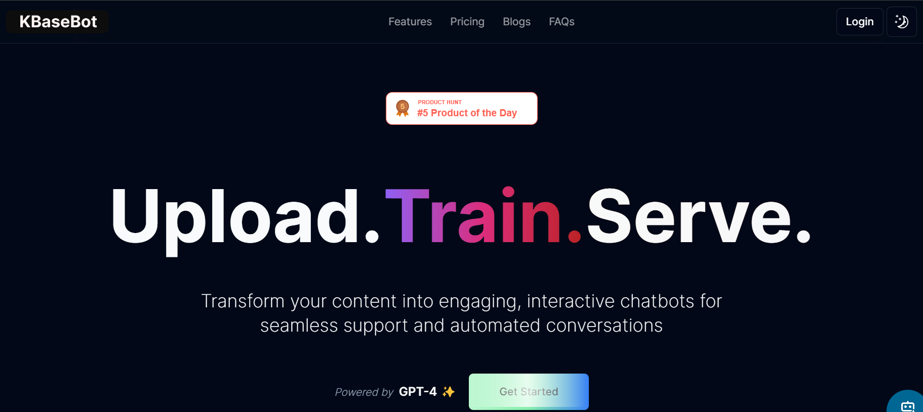 KBaseBot is a tool that transforms your content into interactive chatbots for a better customer experience.