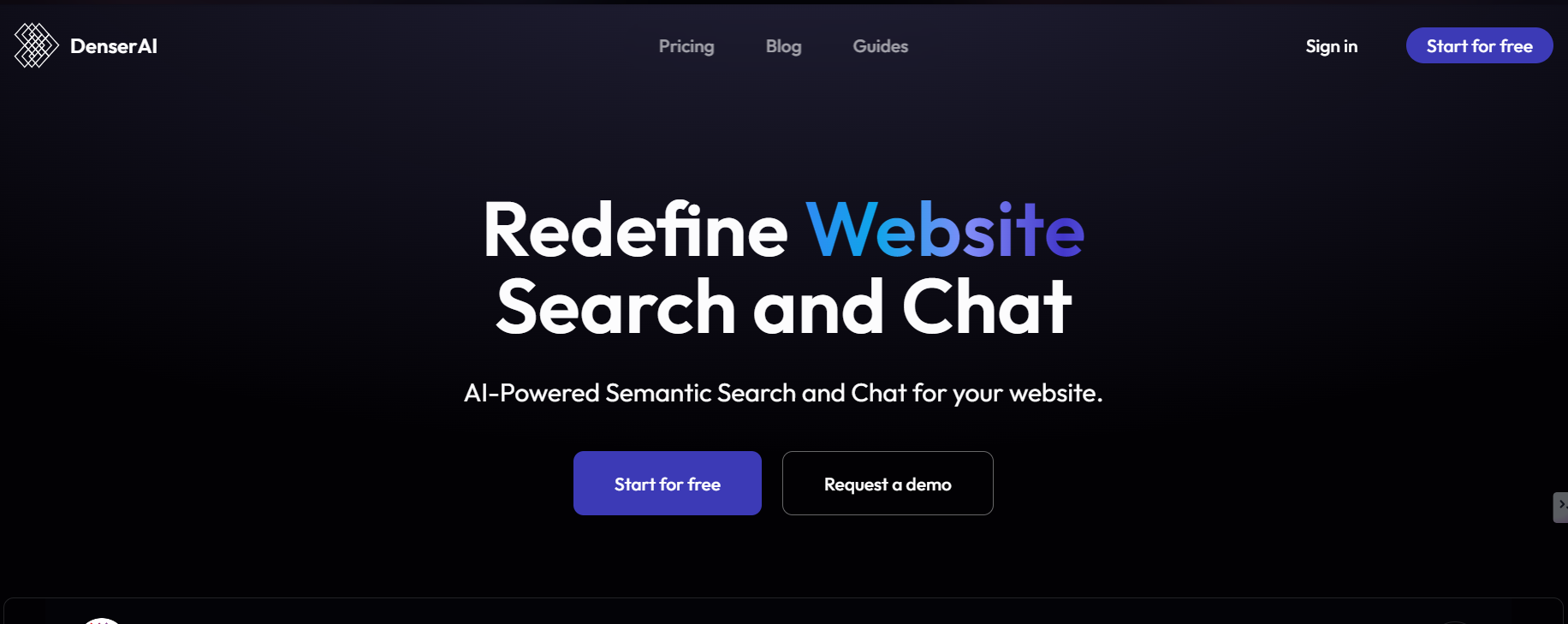 DenserAI is a platform offering AI-powered semantic search and chat solutions for websites.