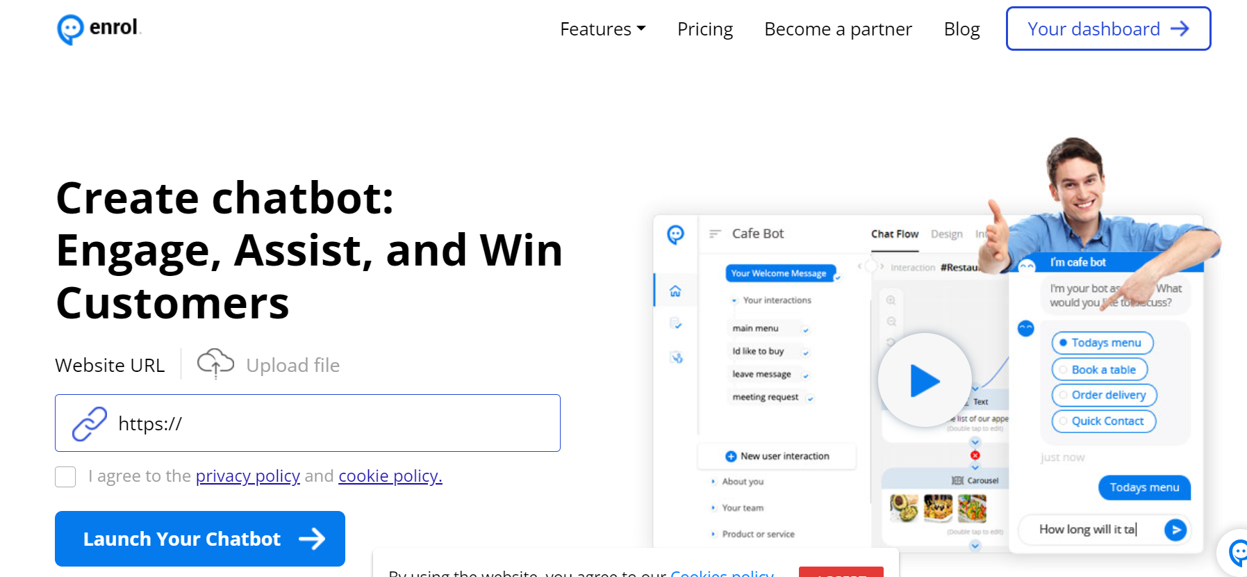 Enrol.AI is a platform for chatbot creation for customer engagement.