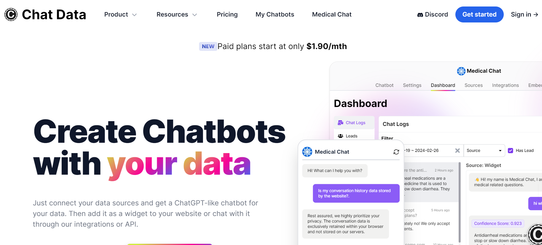 Chat Data is a platform that creates customized chatbots.