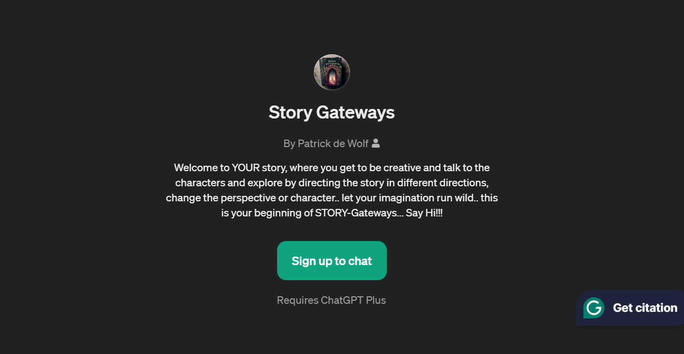 Story Gateways is a GPT focused on interactive storytelling.