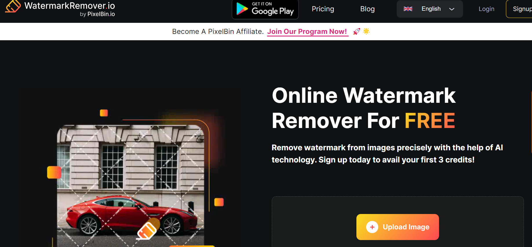 WatermarkRemover.io is an AI tool that removes watermarks from images.